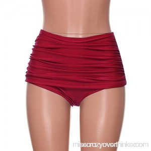 LUCA Women's High Waisted Bikini Bottom Ruched Tankini Briefs Swim Shorts Plus Size Red B07NHZ5XCJ